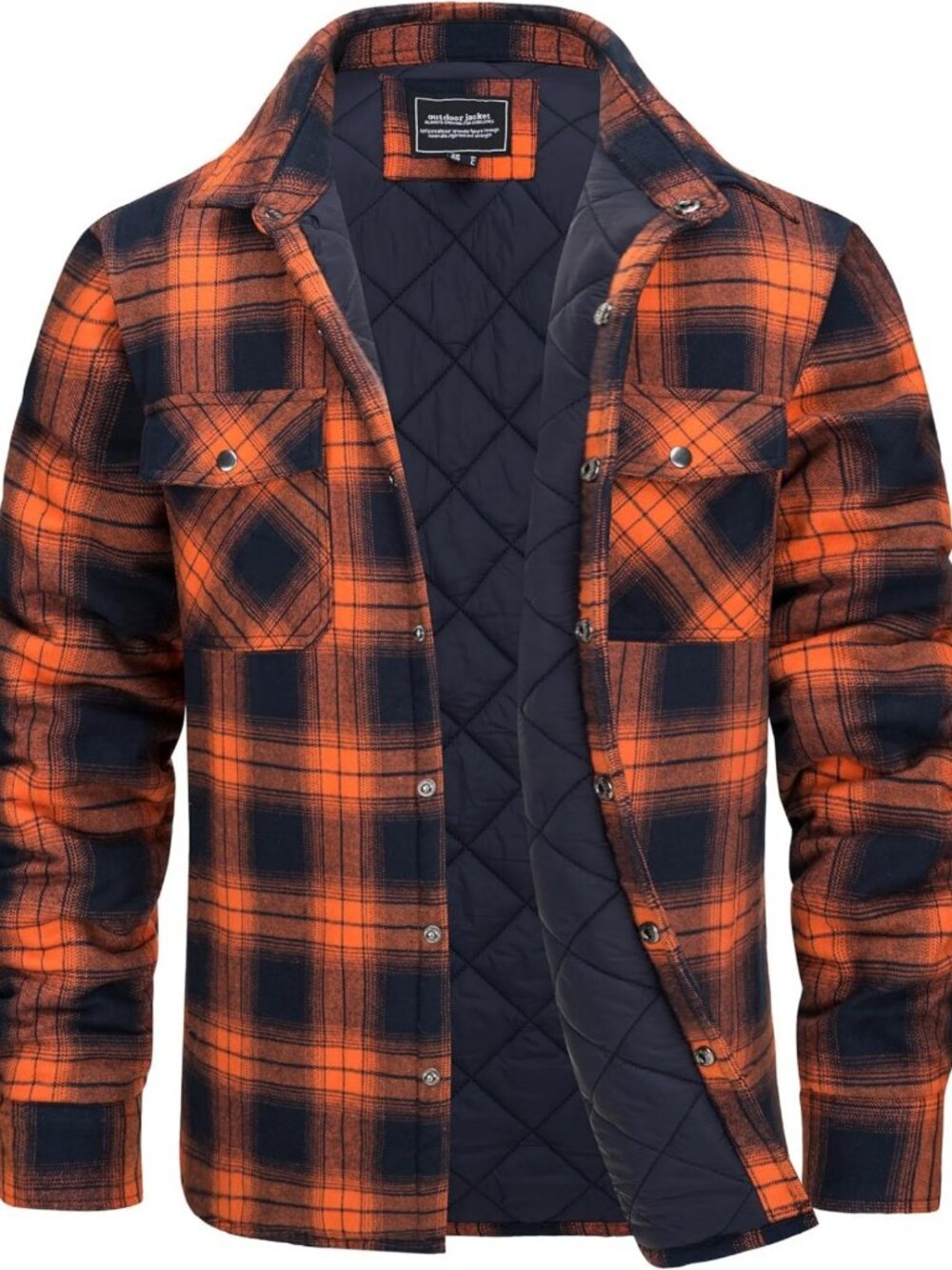 Cozy Men's Quilted Flannel Shirt Jacket - Plaid Button Down, Warm & Stylish